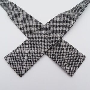 Penquin Bow Tie Black White Houndstooth 1.55" Wide Silk Square End Batwing